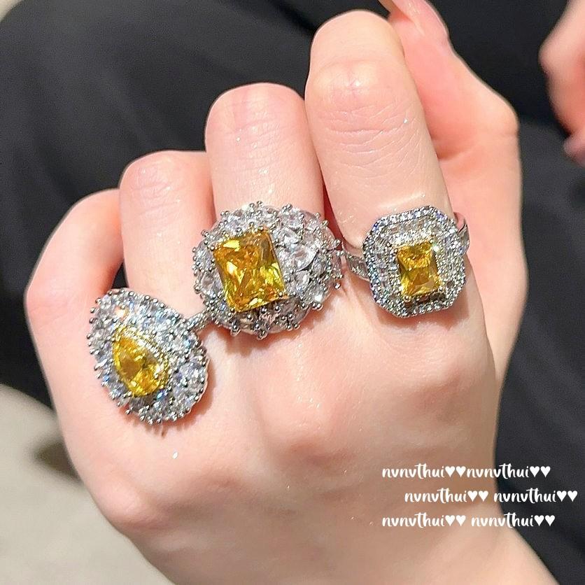 Кольцо-Корона Farah, Золото с гравировкой «Плетение», Позолота 18 карат, Кольцо-ожерелье с цирконом в форме капли цвета «Сумеречный желтый»