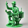 Green Soldier Figurine Toilet Reading Newspaper Peeing Man Resin Statue Sculpture Model Toy Home Office Desktop Decoration Ornament