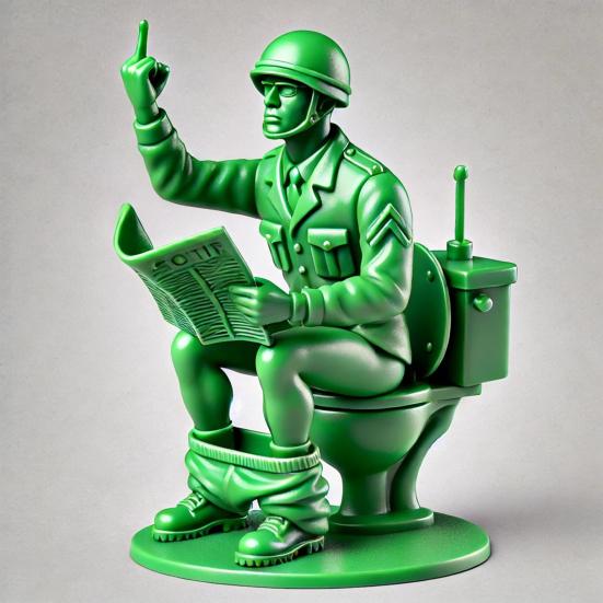 Green Soldier Figurine Toilet Reading Newspaper Peeing Man Resin Statue Sculpture Model Toy Home Office Desktop Decoration Ornament