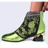 Large Size Women Vintage Ethnic Style Shoes Chunky Heel Embroidered Short Boots