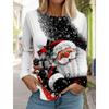 Christmas Women's Long Sleeve Funny Santa Claus Snowman 3D Pattern T Shirt 2024 Autumn Fashion Elk Women's TopsPullover Clothing