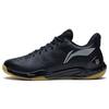 Synthetic Leather Shock Absorption Non-Slip Wear-Resistant Supportive Low-Top Badminton Shoes Unisex Shoes Black AYAS028-1