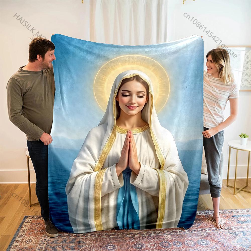 1PC Praying saintly figure Print Blanket Warm Soft Fluffy Kids and Adult Sofa Bed Throw Blanket Outdoor Travel Camping RV