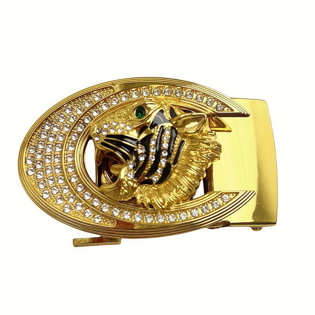 Agate Gemstone Rhinestone Automatic Belt Buckle, 3.5mm Inlaid, Single Head for Pants
