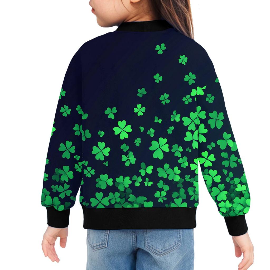 Девочки куртки на молнии детские осенние толстовки с длинным рукавом верхняя одежда с карманами St. День Святого Патрика 5-15 лет