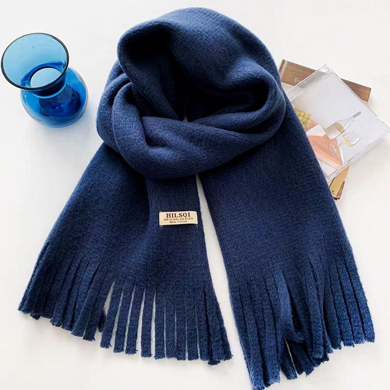 Imitation Cashmere Cloth Label Knitted Scarf Women's Autumn and Winter Thickened Warm Versatile Student Couple Wool Circumference