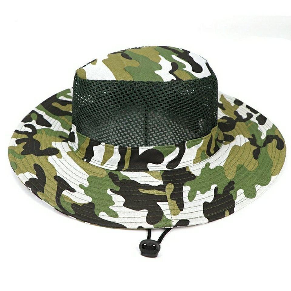 Outdoor sun protection hat men's big eaves camouflage sun hat mountaineering tourism breathable bucket hat UV protection scenic spot stall