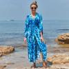 2024 Bohemian Women Summer Beach Dress Swim Wear Cover Up Cotton Tunic Sexy Open Front Beach Cover Up Q1169