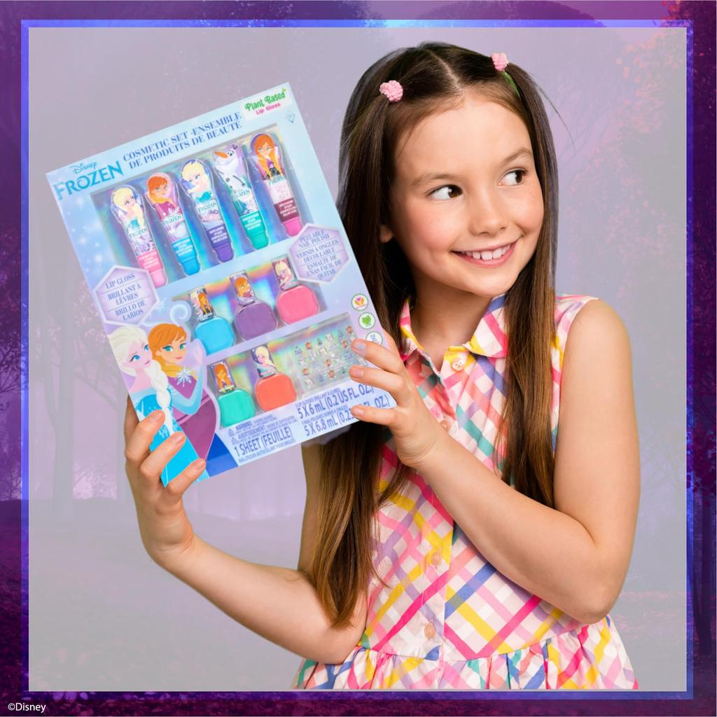 TownleyGirl Frozen 2 Disney Princess Frozen 2 Washable Luxury Makeup Nail Nail and Lip Gloss Set Polish, Stickers, [Used]