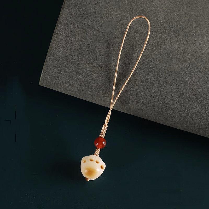 Творческий натуральный белый корень бодхи уголь обожженный счастливый кот милый кошачий коготь автомобильный брелок изысканный мобильный телефон подвесная веревка