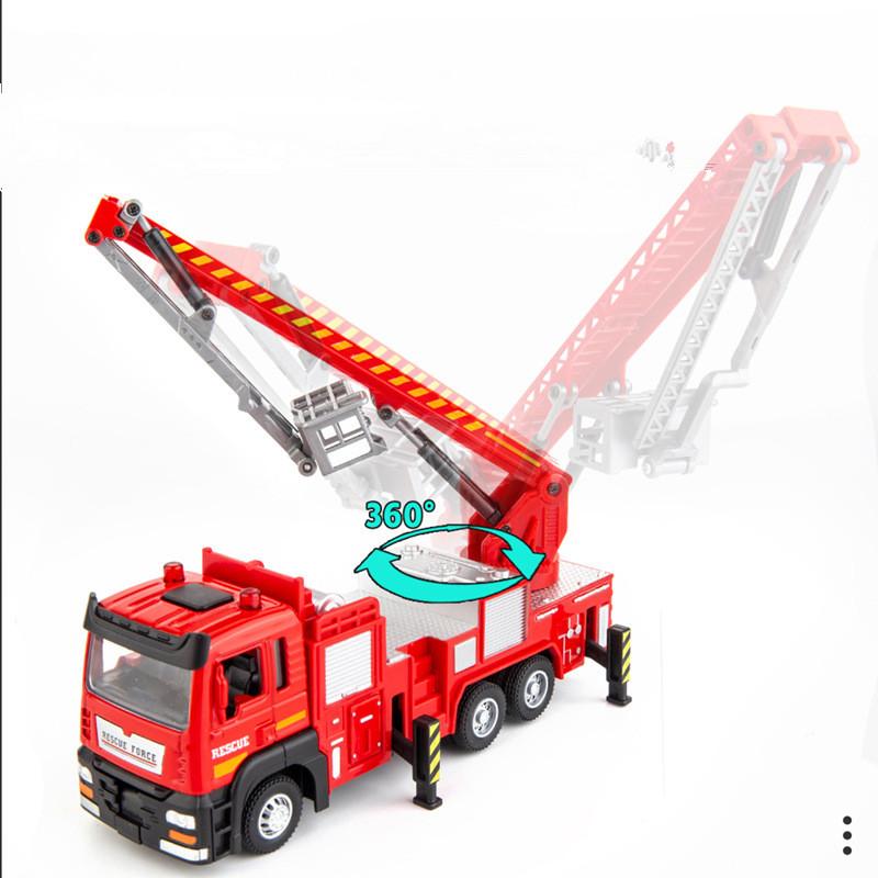 1/50 модель пожарно-спасательного автомобиля из сплава, имитация звуковой и световой лестницы, пожарно-спасательная машина, игрушка, оригинальная упаковка, подарок