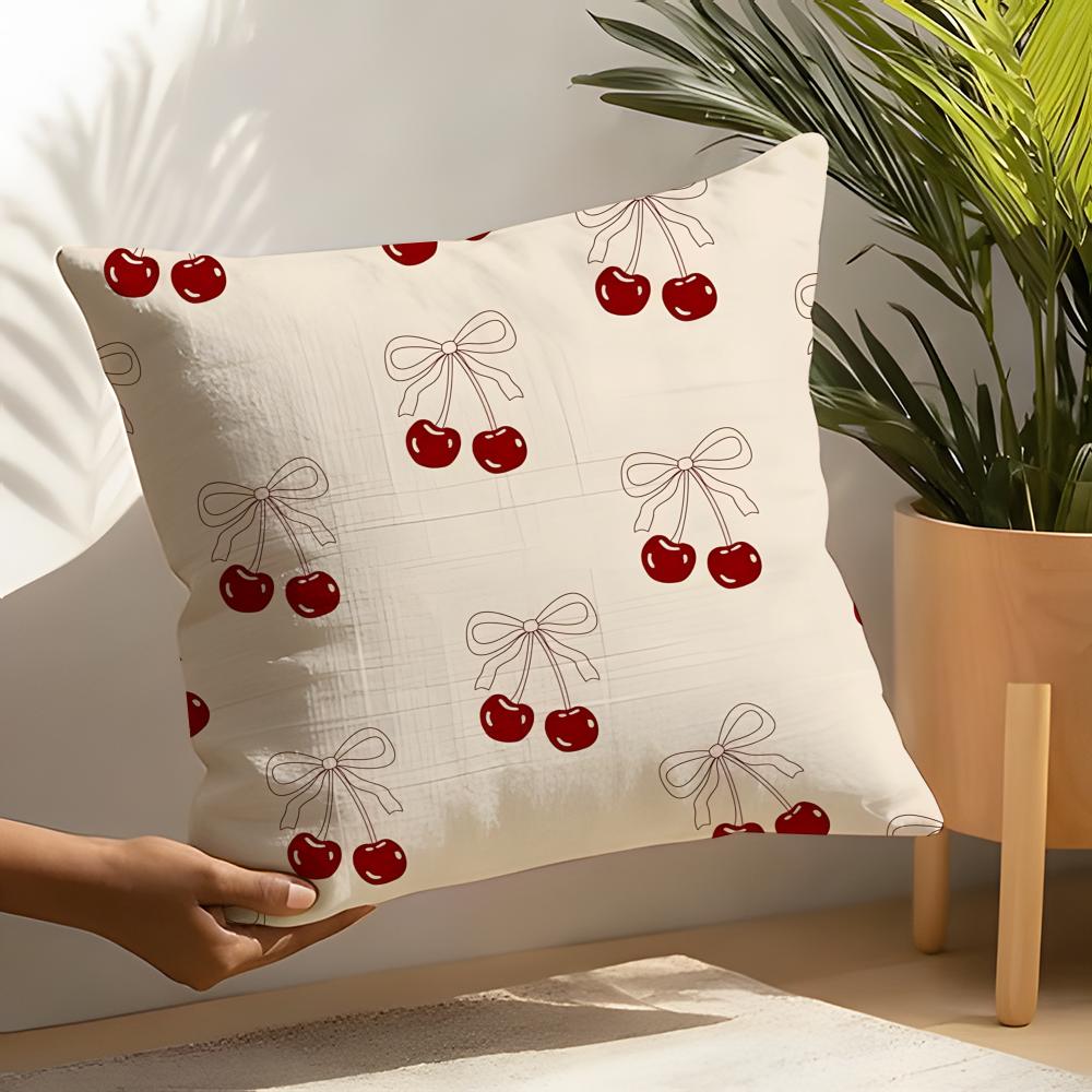 Pink bow cherry Pillow Case Home Living Room Decoration Linen Pillow Cases Cushion Cover