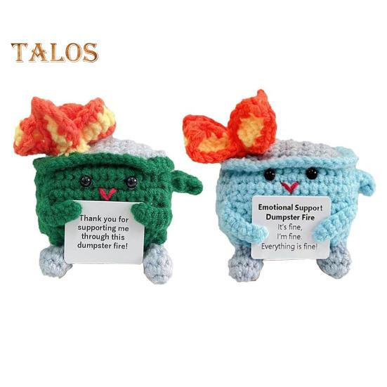 2 шт. Позитивный крючком мусорный контейнер в виде пламени с поощрительной открыткой, эмоциональная поддержка, ручная работа, вязание, мусорный бак, кукла, украшение, орнамент