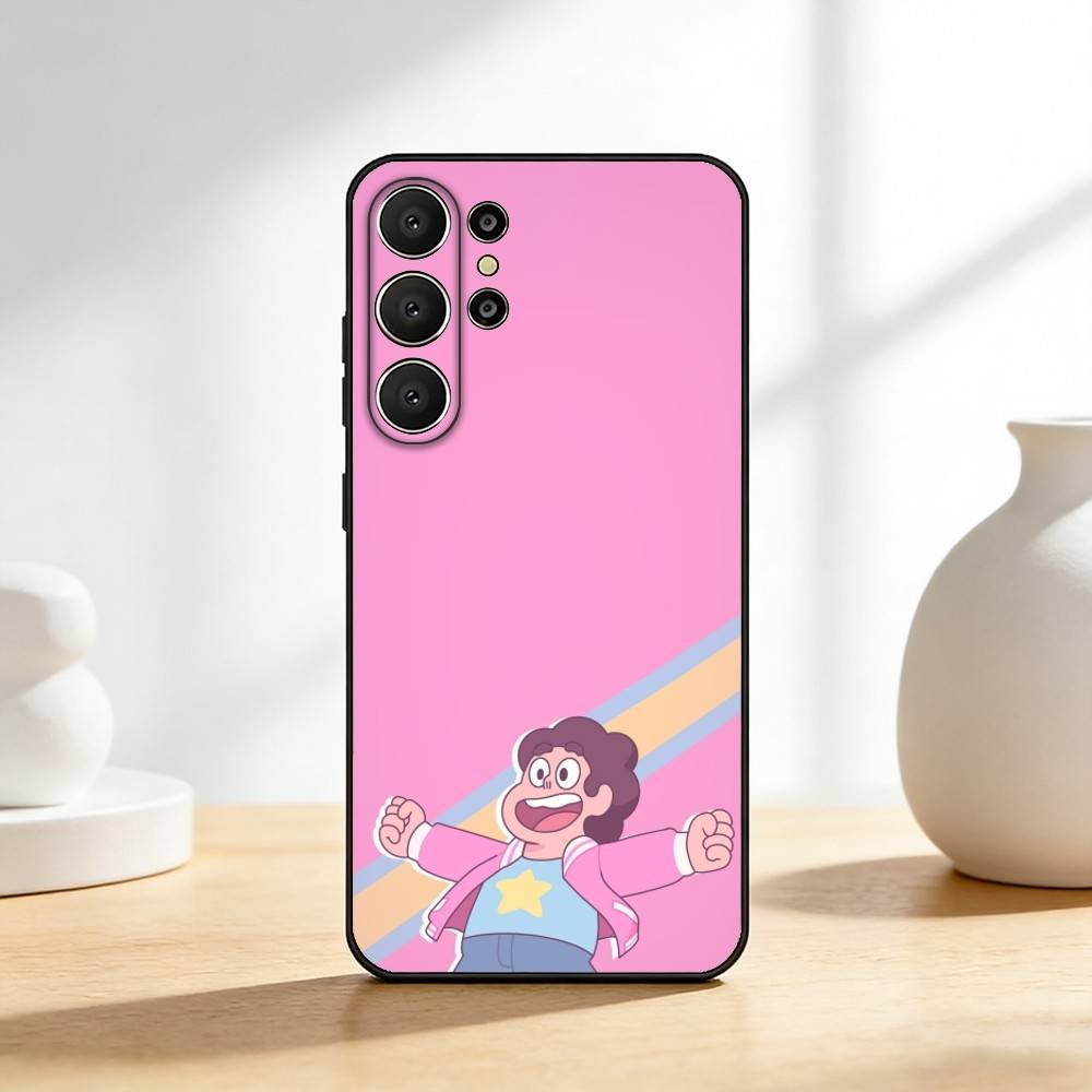 Мультяшный теплый чехол для телефона S-Steven U-Universe для Samsung S26,S25,S24,S21,S22,S23,S30,Ultra,S20,FE,Lite,10,9, Черная крышка