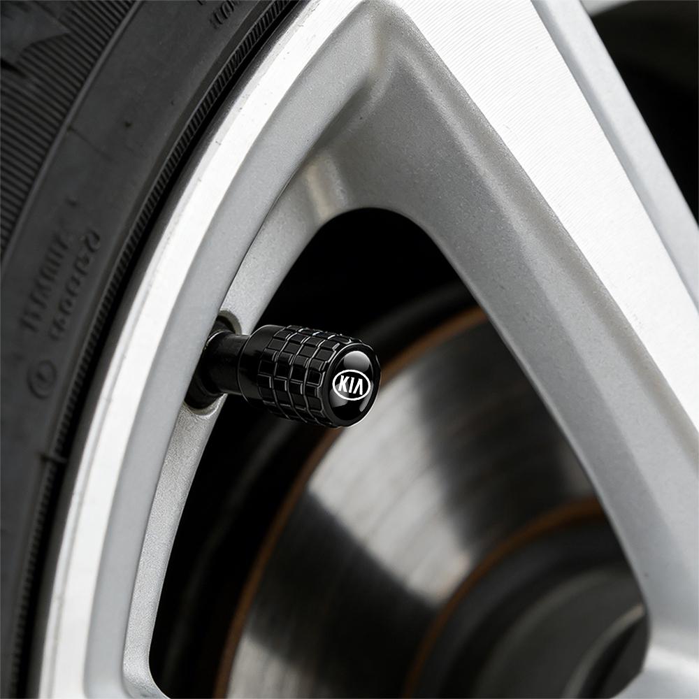 AABIX1 Car Accessories 4Pc Metal Alloy Wheel Tire Valve Caps Stem Case For KIA Ceed Forte K9 Optoma Picanto Rio Sorento Soul Sportage