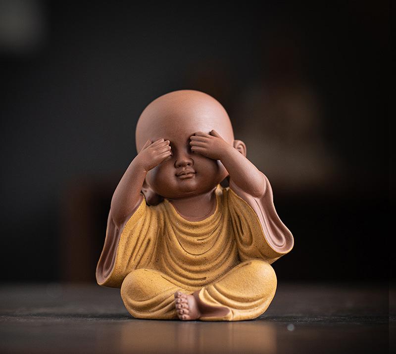 Керамика Маленький монах Фигурка маленькая статуэтка Креативные украшения для дома, комнаты, офиса Китайские специальные сувениры