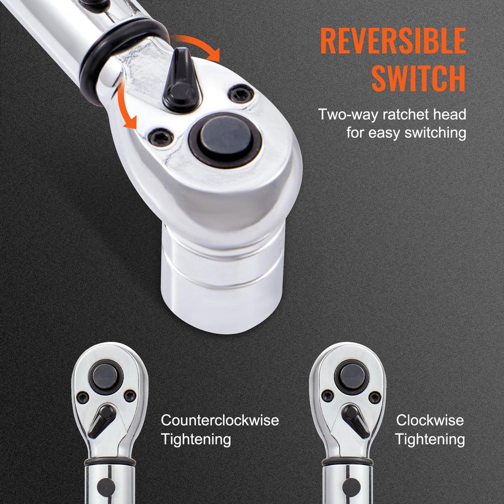 VEVOR Torque Wrench, 0.6 cm Drive Click Torque Wrench 20-200 in. lb/2.3-23n.m, Dual-Direction Adjustable Torque Wrench Set
