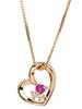 Leaf Diamond Ruby 10K Heart Necklace K10 10K July April Birthstone Pink Gold [Four Clover] LadiesMa589