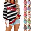 Sweaters For Women  R-neck Striped Cute Color Block Fall Winter Knitted Pullover Tops