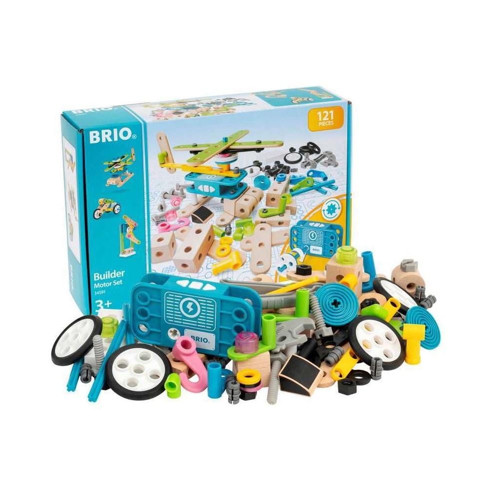 BRIO Деревянная железная дорога Образовательная игрушка Набор Строитель с мотором 121 деталь 34591 Подарок на день рождения Рождество Игра в помещении Возраст 3+