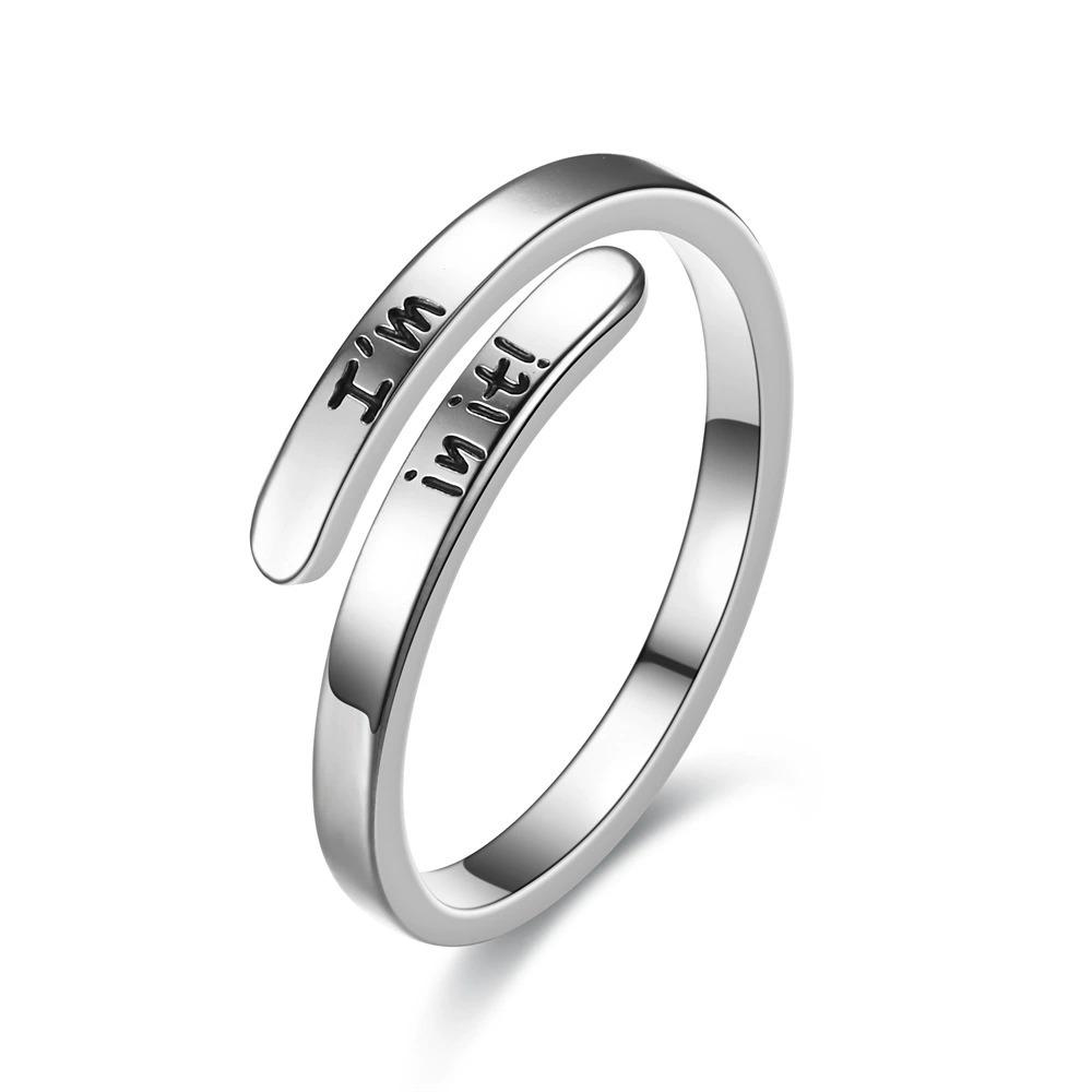 Simple Stainless Steel Ring I Am Enough/I Am In It Wrap Ring Simple Stainless Steel Inspirational Ring