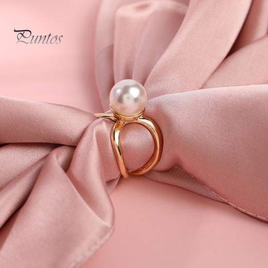 Stylish Geometric Silk Scarf Buckle Faux Pearl Light Luxury Exquisite Trendy Belt Scarf Buckle Outfit Accessory