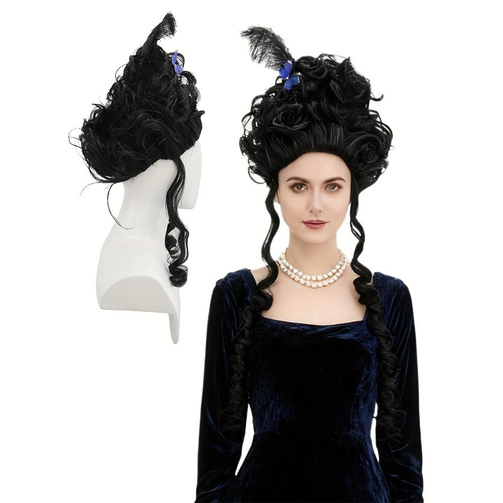 Rococo-style Vintage Court-style Voluminous Curls 18th Century Colonial Lady Wig Halloween