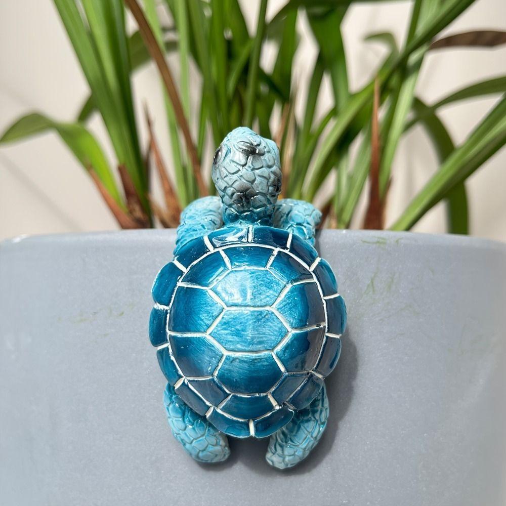 Resin Climbing Turtle Flower Pot Hugger Cartoon Animal Figurine  Garden Yard Ornaments