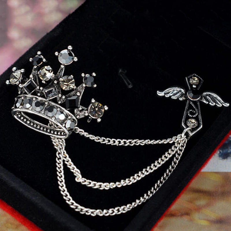 Жених и мужчины ювелирные изделия аксессуары Стразы корона крест значок кисточка брошь