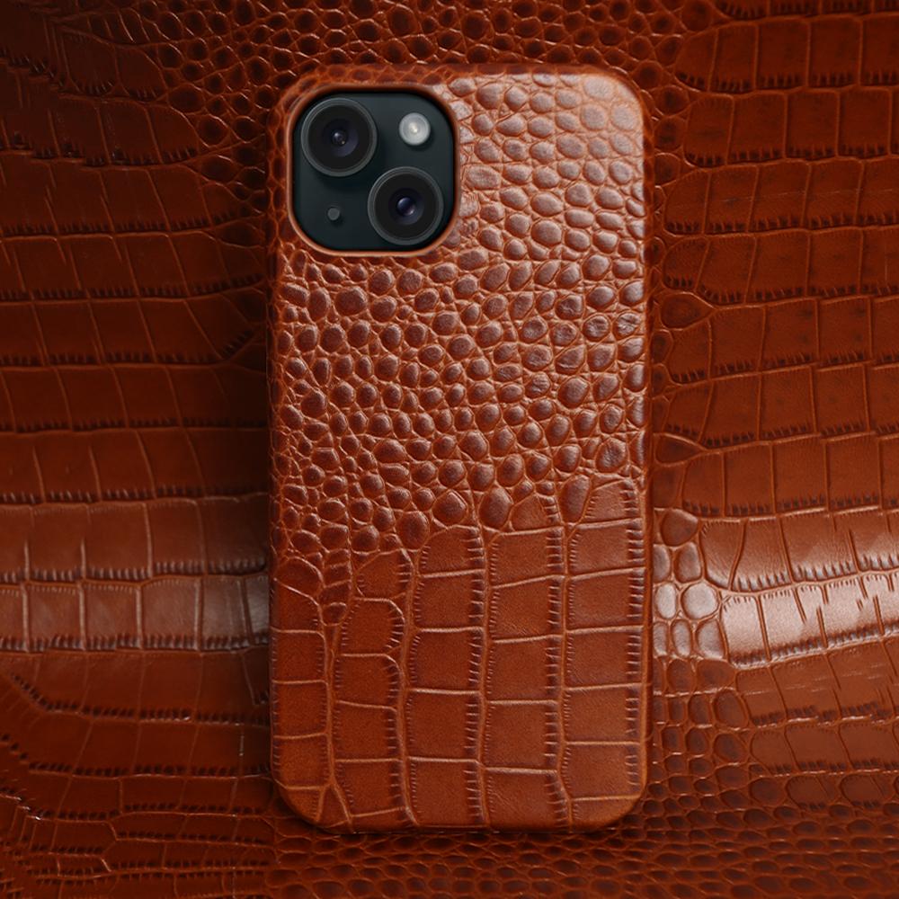 Чехлы для телефона из натуральной кожи для iPhone 17 16 15 Pro Max 11 12 13 14 XR XS Max Capa Роскошный деловой чехол с узором под крокодила Coque