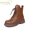 Fashion AIYUQI Ankle Boots Ladies 2025 New Genuine Leather Retro Platform Women Rider Boots Natural Wool Ladies Booties