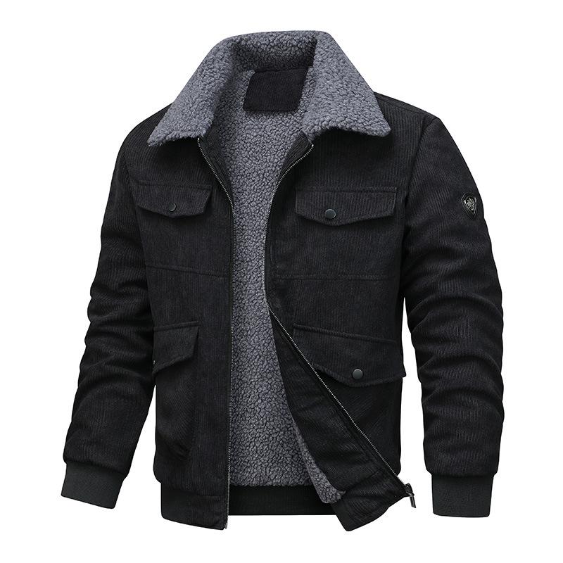 OZON Autumn/Winter Waterproof Corduroy Jacket with Fleece-Lined Hooded Sweatshirt
