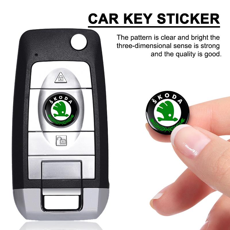 2/5/10Pcs 14MM Remote Car Key Stickers Emblem Accessories for Skoda S Skoda Kodiaq Fabia Kamiq Karoq Octavia 3 A5 A7 Scala R Accessories