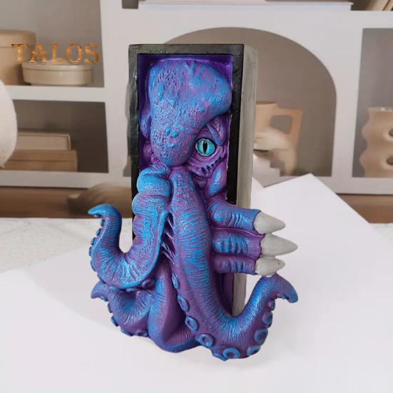 Осьминог подставка для книг уголок 3D статуэтка осьминога декор книжной полки винтажный фэнтезийный осьминог подставка для книг для домашнего офиса украшение книжной полки