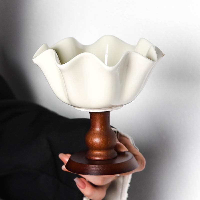 Американская винтажная высокая керамическая кружка для торта, французская элегантная чашка для мороженого, деревянная высокая чашка для десерта и пудинга