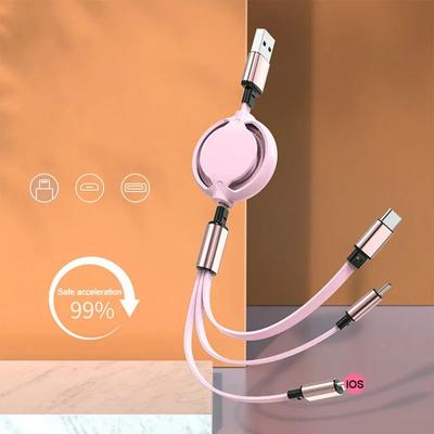 3 в 1 выдвижной USB-кабель для передачи данных для зарядного устройства iPhone Кабель для быстрой зарядки для телефона Android типа C Xiaomi Huawei Samsung