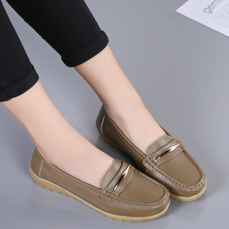 Женские туфли на плоской подошве размера плюс 44, женские туфли из натуральной кожи, слипоны, на низком каблуке, женские повседневные балетки, женские мокасины