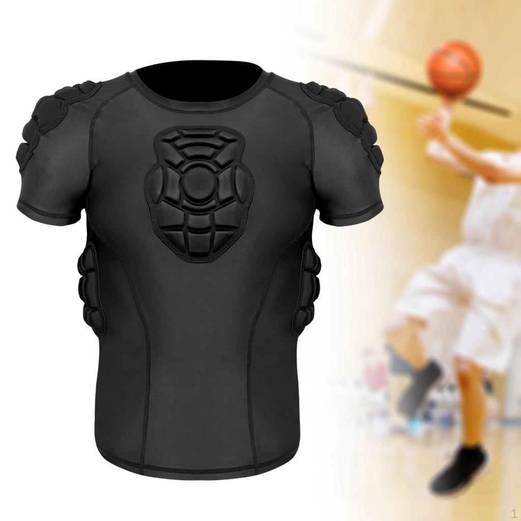 Men Padded Proctective Shirt Compression Rib Protector Protect Gear for Games Soccer Outdoor
