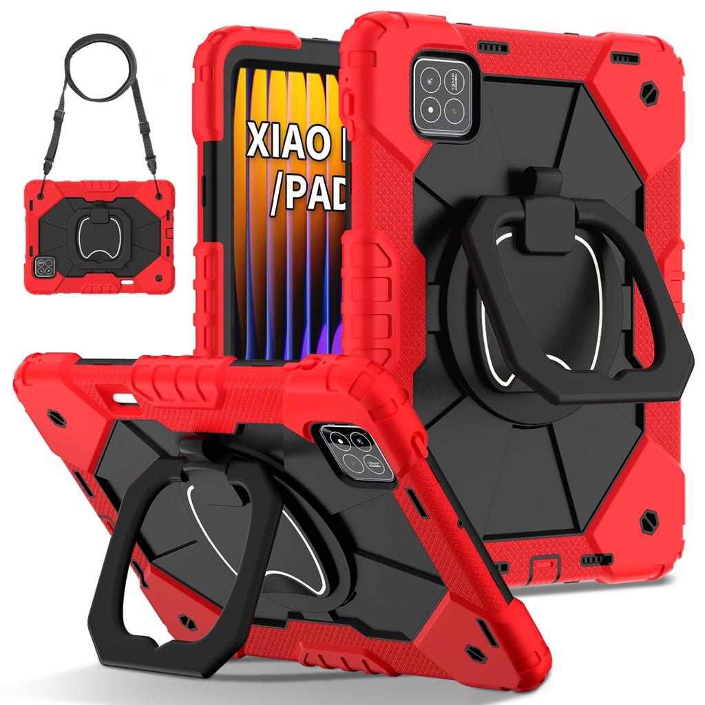 Для Xiaomi Pad 7 / Xiaomi Pad 7 Pro.360° вращающаяся рукоятка прочная защитная подставка TPU+PC 3в1 противоударный противоударный чехол для планшета и ПК