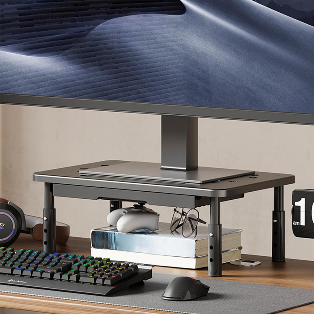 Подставка для компьютерного монитора 3 уровня регулировки Органайзер для стола с ящиком Подставка для ноутбука для офиса Дома Школьные принадлежности