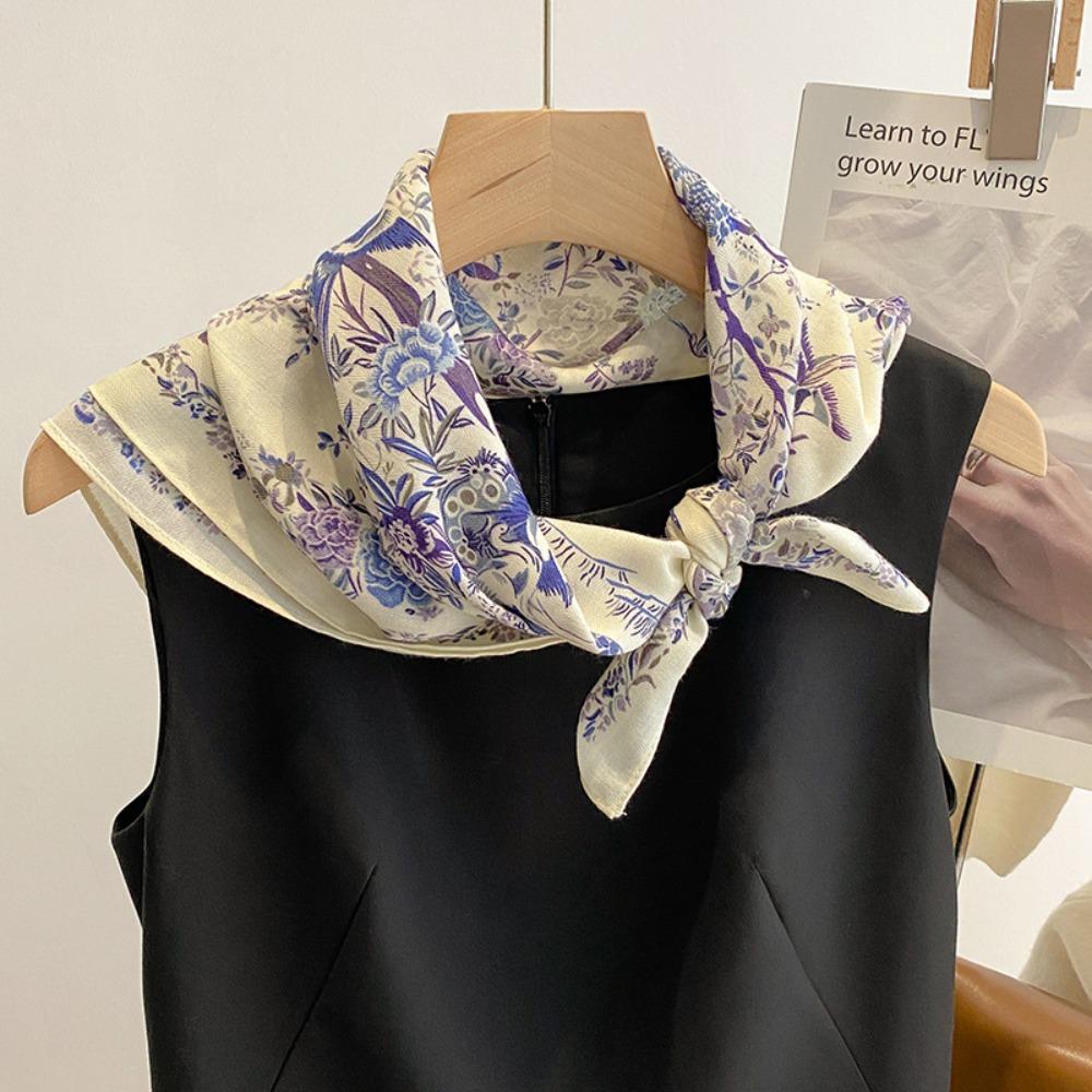 Floral Print Square Scarf Breathable Lady Scarves Headband Fashion Handkerchief