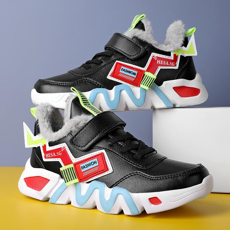 Детские теплые зимние сапоги. Детская зимняя хлопчатобумажная обувь. Нескользящие теплые плюшевые сапоги на открытом воздухе. Теплая меховая обувь с высоким берцем. Водонепроницаемые теплые кроссовки.