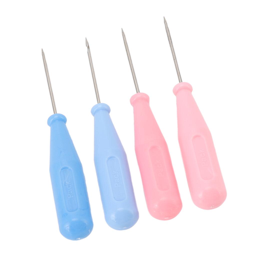 4 Pcs Awl Tool Incisive Sturdy Sewing Awls Tools with Plastic Handle for DIY Leather Craft Sewing
