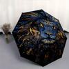 1pc Blue and Gold Ornate Lion Portrait Automatic, Cute Cartoon Pattern, Portable Outdoor Umbrella, Perfect, Holiday Gift for fans.W007