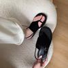 Женские летние новые сандалии на мягкой подошве, французские, с тонким ремешком, с открытым носом, на плоской подошве, с ремешком-шлепанцем, для ношения на улице, прохладные, шлепанцы