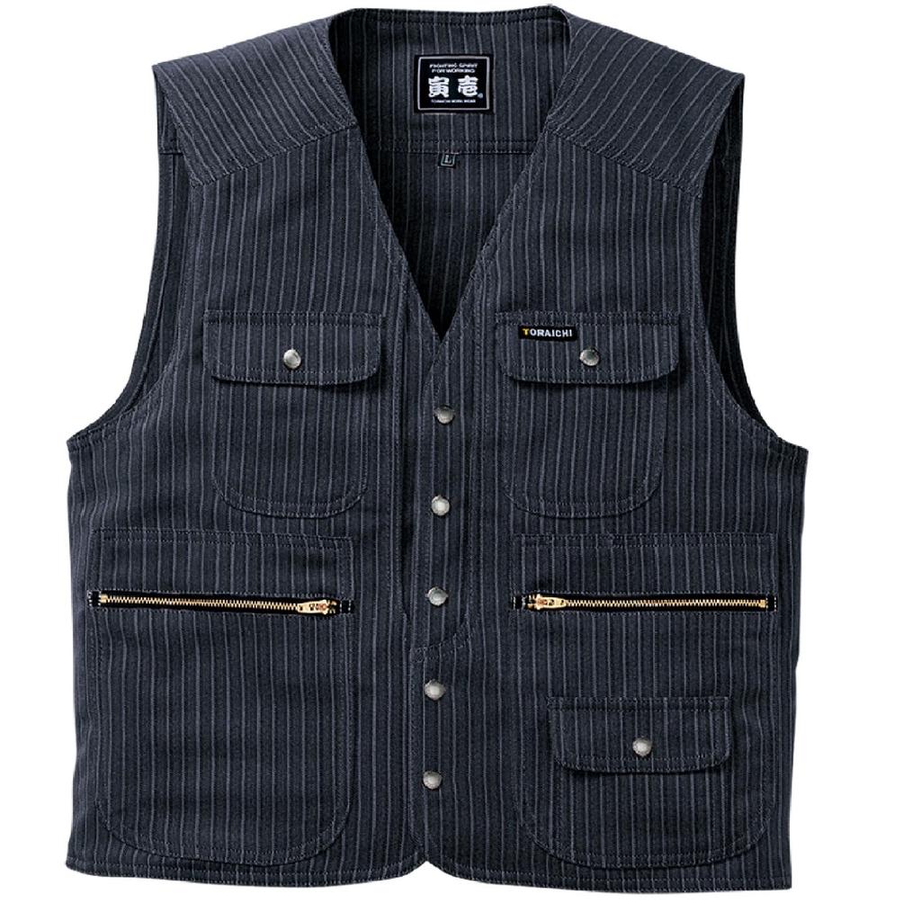 Toraichi Vest Series Pinstripe Pattern Tops Work Clothes Nikkapokka Tobisuit LL Sumigray [Toraichi] (4309-611) /4309 77