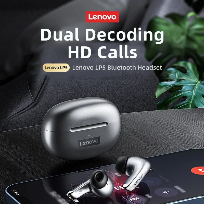 Беспроводные Bluetooth-наушники Lenovo LP5 TWS, долгое время работы от аккумулятора, спортивные наушники, игровой режим, гарнитура для звонков в формате HD с микрофоном