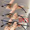 3Pcs Vintage Anti-Blue Light Glasses Oval Metal Frame Brand Designer Fashion Woman Metal Optical Frames Computer Glasses