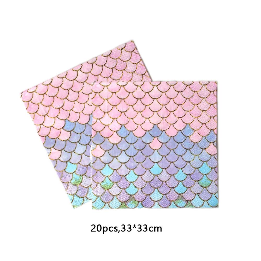 51pcs Mermaid Party Tableware Set Including Plates Napkins Tablecloths Cups