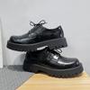 Маленькие черные кожаные туфли, новые мужские кожаные туфли на толстой подошве с высоким каблуком в британском стиле со шнуровкой 2139-T